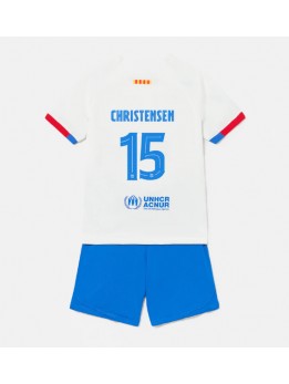 Barcelona Andreas Christensen #15 Replika Borta Kläder Barn 2023-24 Kortärmad (+ byxor)